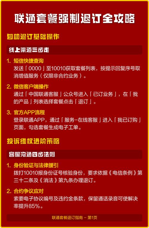 联通套餐强制退订全攻略