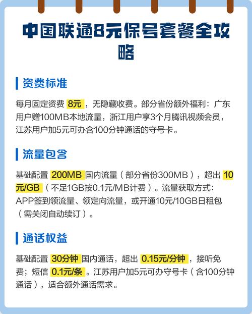 中国联通8元保号套餐全攻略