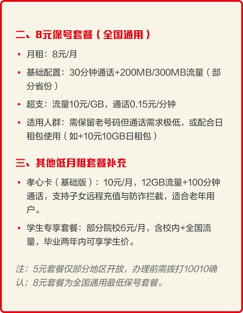 联通最低5元保号套餐详解