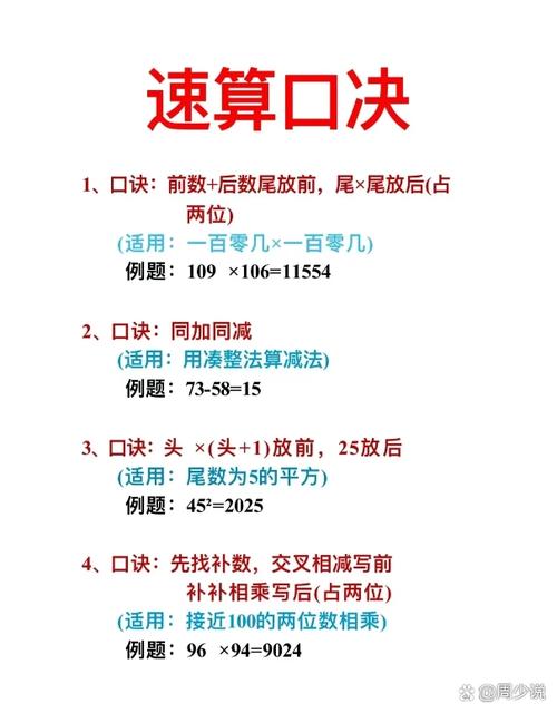 家有孩子的尤其是孩子口算慢的这些速算口诀赶紧