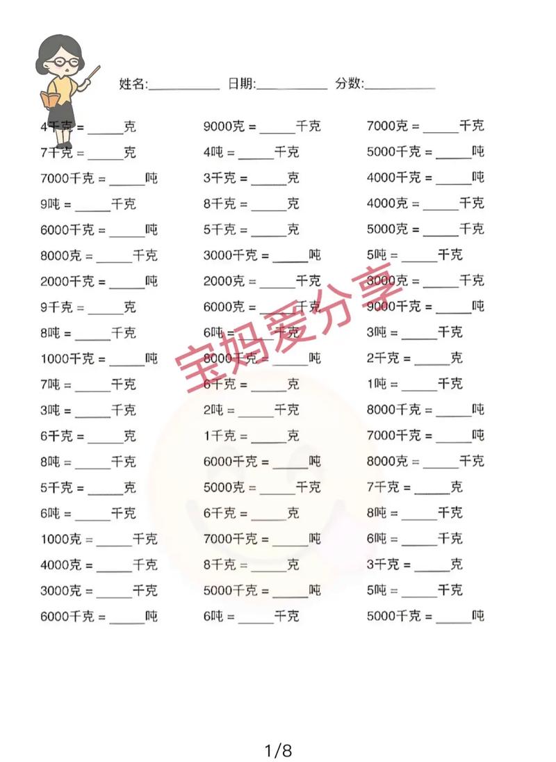 克与千克换算克与千克换算关注我持续更新小学知识 学习资