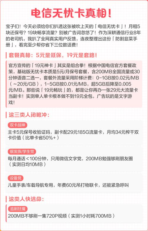 9 5电信无忧卡真相5元保号套餐避坑指南