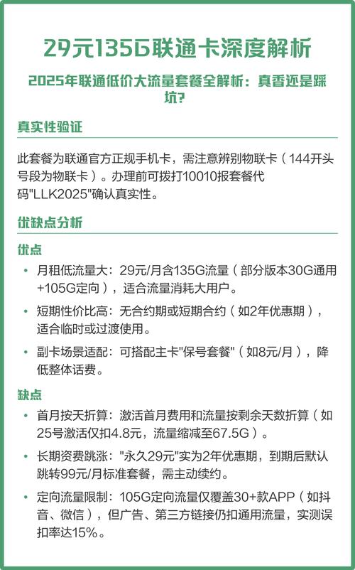 29元135g联通卡深度解析 2025年联通低价大流量套餐全解析真香还是