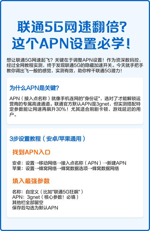联通5g网速翻倍这个apn设置必学