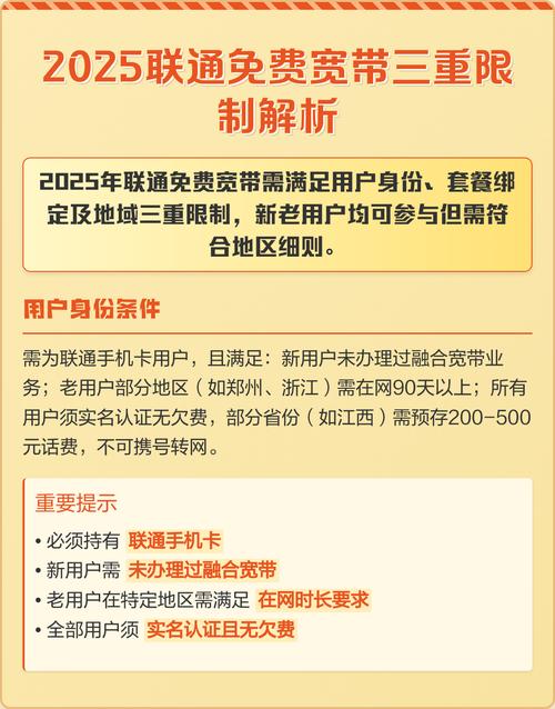 2025联通免费宽带三重限制解析