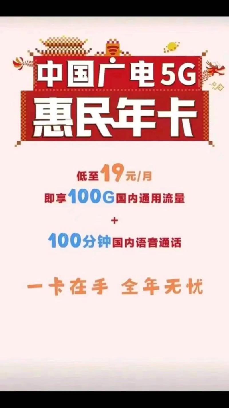 广电手机卡光速办理228一年100g通用流量100分钟通话