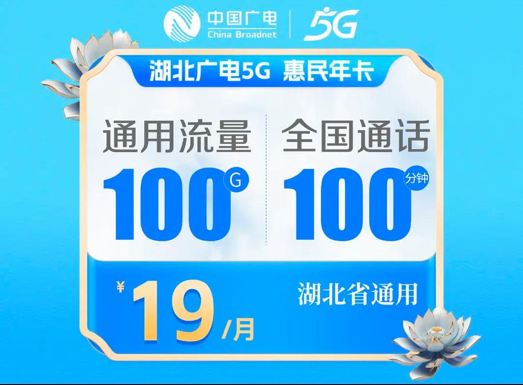 广电惠民卡月租19元就可以享受每月100g全国通用流量和1