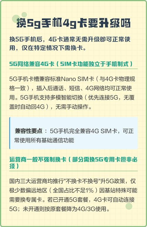 换5g手机4g卡要升级吗