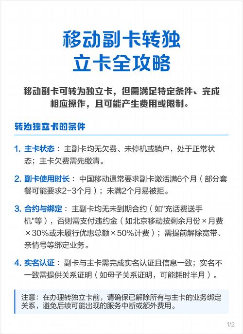 移动副卡转独立卡全攻略 移动副卡转独立卡需过四道隐形门槛 转
