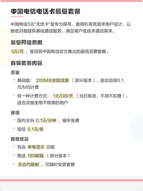 中国电信5元无忧卡套餐详解