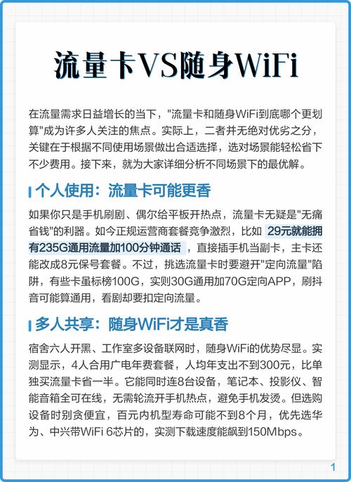 在流量需求增长的背景下流量卡与随身wifi的选择需结合使用场景