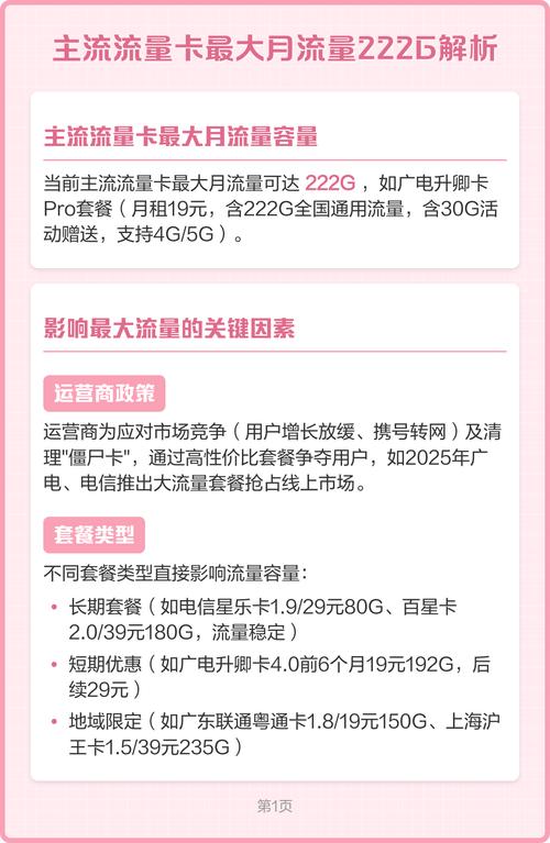 主流流量卡最大月流量222g解析