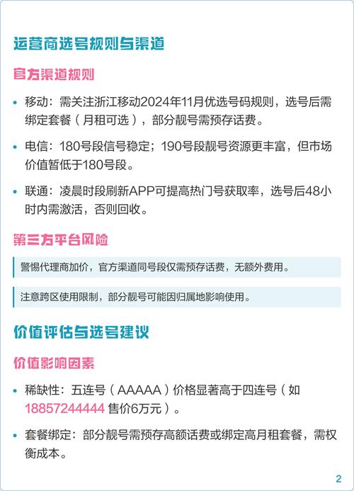 运营商靓号类型与选号攻略