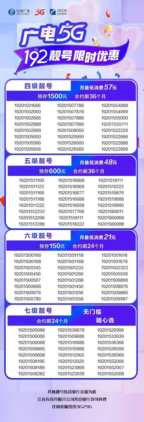192靓号广电5g靓号三折优惠开抢