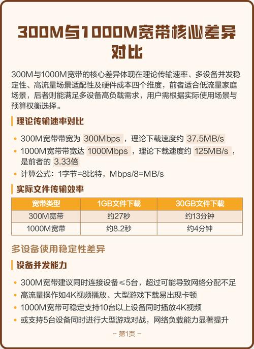300m与1000m宽带核心差异对比