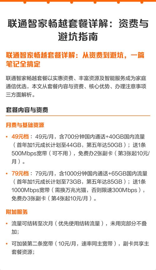 联通智家畅越套餐详解资费与避坑指南