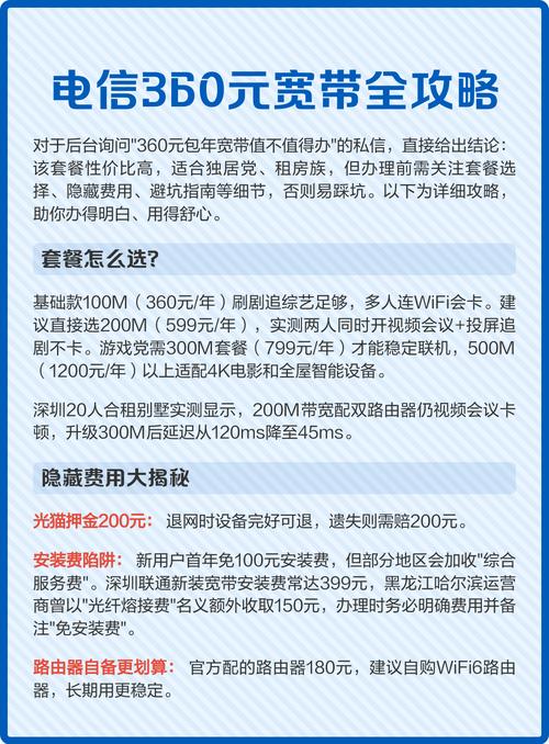 电信360元宽带全攻略 360元包年宽带套餐性价比突出但需结合用网需求
