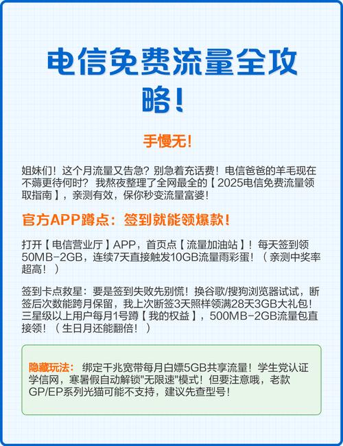 电信免费流量全攻略手慢无