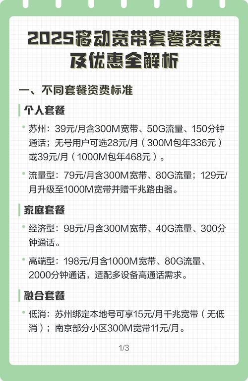 2025移动宽带套餐资费及优惠全解析