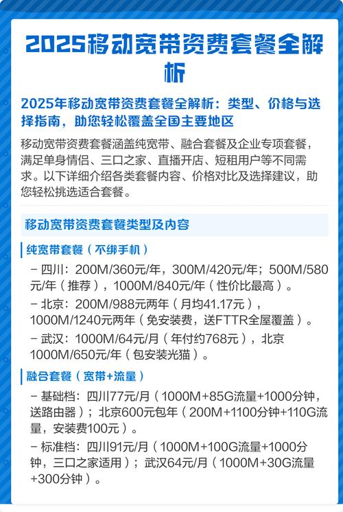 2025移动宽带资费套餐全解析