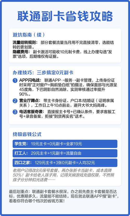 联通副卡省钱攻略最低19元全家共享