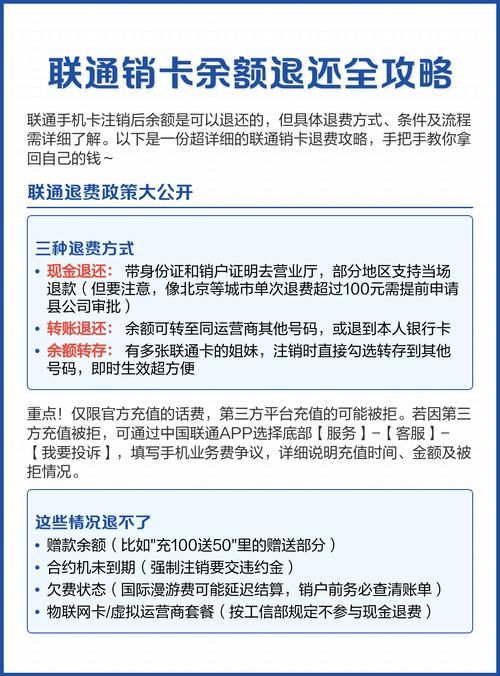 联通销卡余额退还全攻略 联通手机卡注销后余额可退但需遵循特定