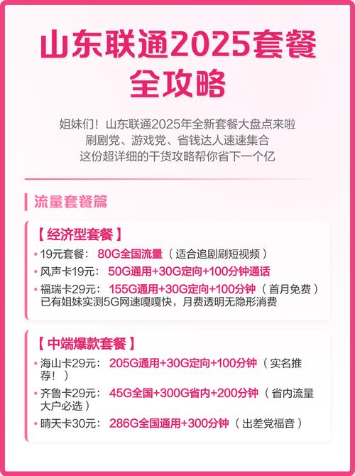 山东联通2025套餐全攻略