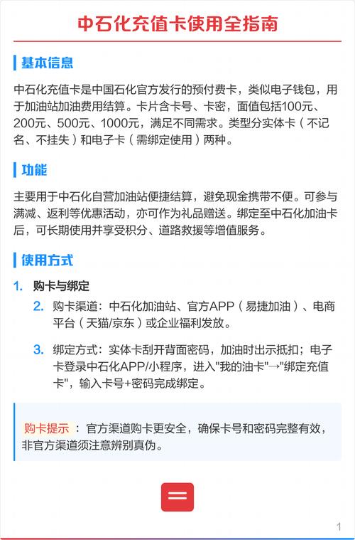 中石化充值卡使用全指南