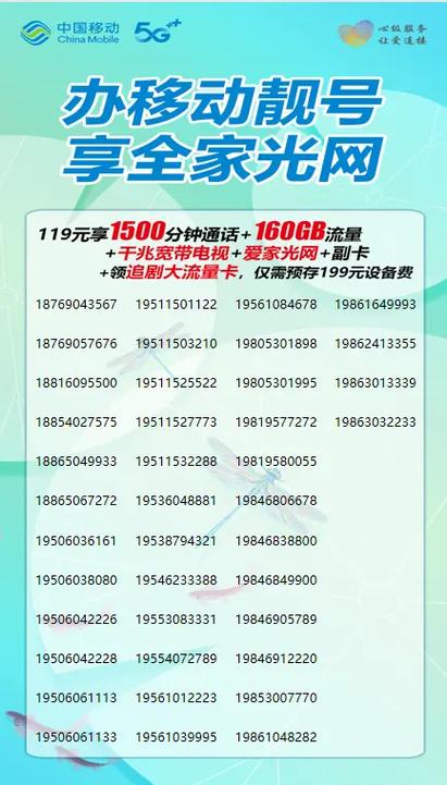 庆祝办移动靓号 享爱家光网庆祝新入网享四重大礼 