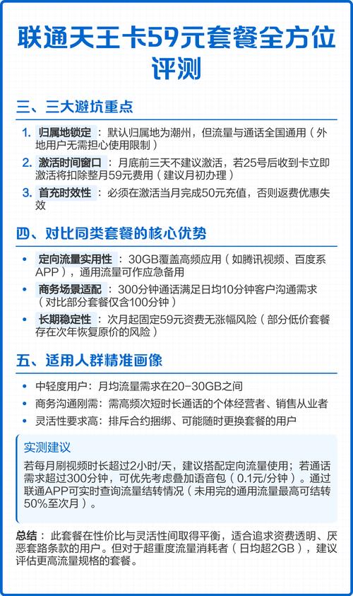 联通天王卡59元套餐全方位评测 作为通信行业从业者本文深度拆解某