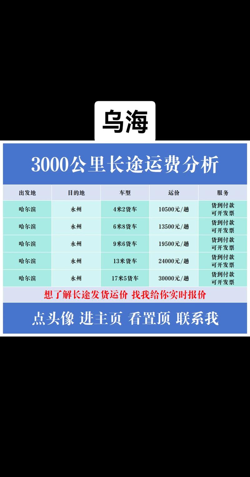 乌海长途运输收费价格表整车从42米