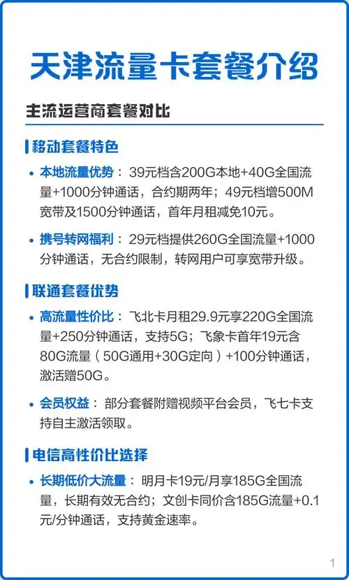 天津流量卡套餐介绍