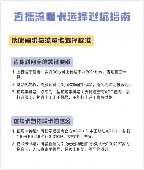 直播流量卡选择避坑指南
