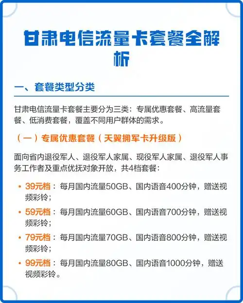 甘肃电信流量卡套餐全解析