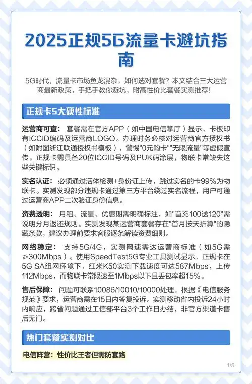 2025正规5g流量卡避坑指南