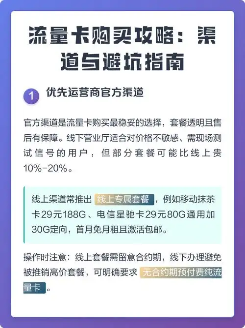 流量卡购买攻略渠道与避坑指南