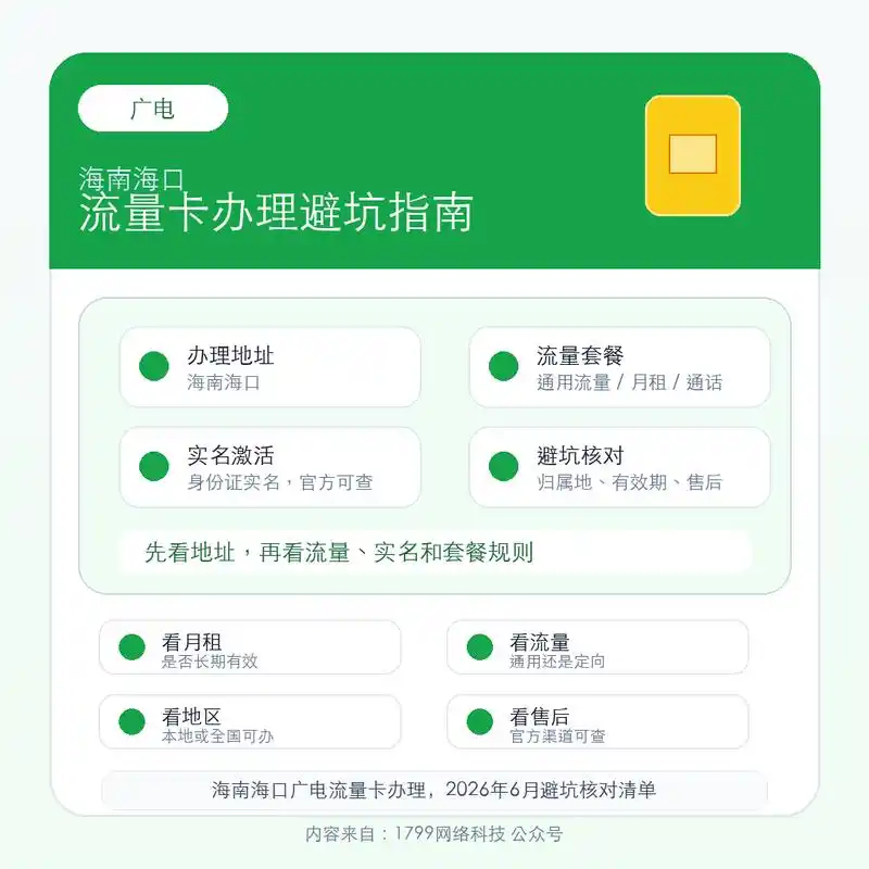 海南海口广电流量卡办理2026年6月避坑核对清单