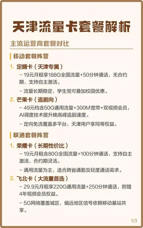 天津流量卡套餐解析