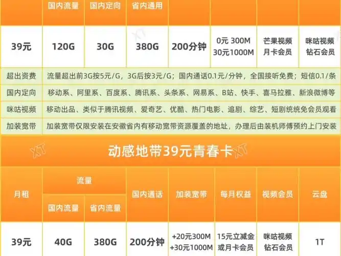 合肥移动安徽通用大流量套餐