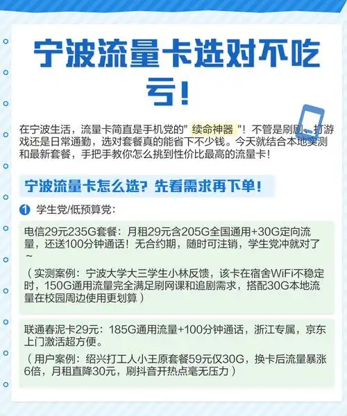 宁波流量卡选对不吃亏本地人亲测攻略