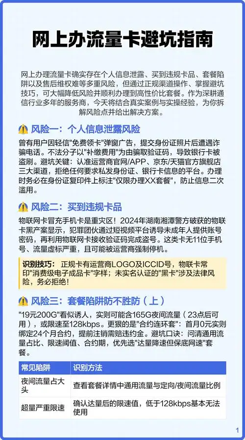 网上办流量卡避坑指南