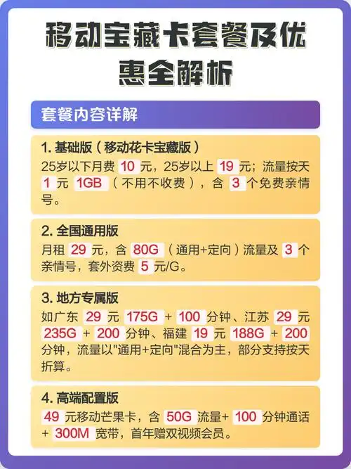 移动宝藏卡套餐及优惠全解析