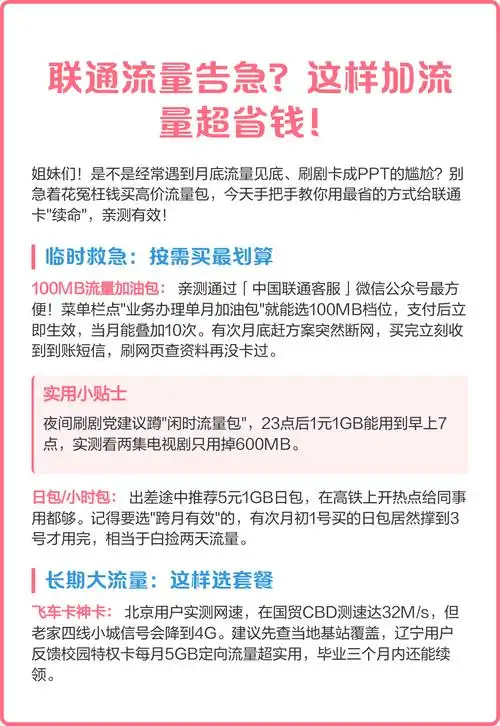 联通流量告急这样加流量超省钱